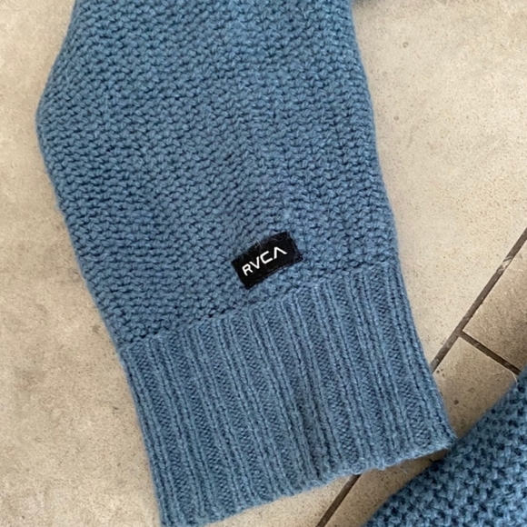 RVCA blue Knit open front Cardigan hooded - Picture 4 of 8